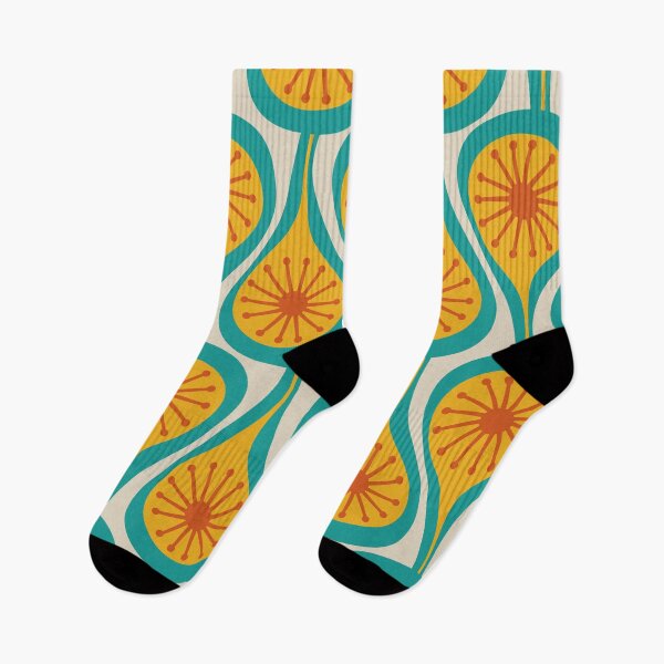 Item preview, Mid Century Modern Atomic Drops Retro Pattern Turquoise and Orange  designed and sold by kierkegaard.