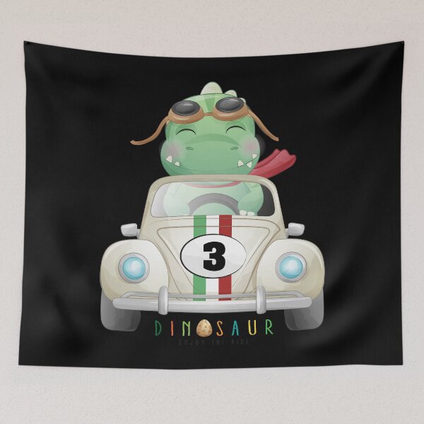 Artikelvorschau, Dinosaur Driving Racing Cars, Clever Girl Raptor Dinosaur entworfen und verkauft von jothi-designers.