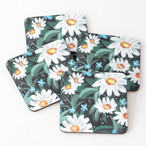 Item preview, White daisy hand painted floral art designed and sold by pinkyfish1010.