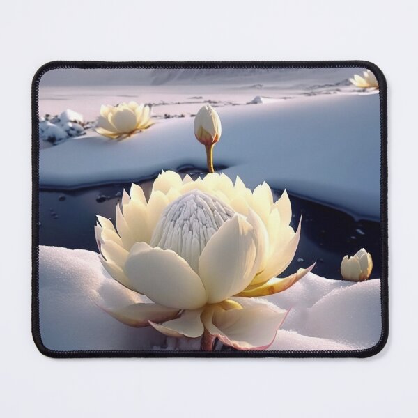 Item preview, white coloured lotus flowers sprouting from the snow mountain 1 designed and sold by jetaiart.