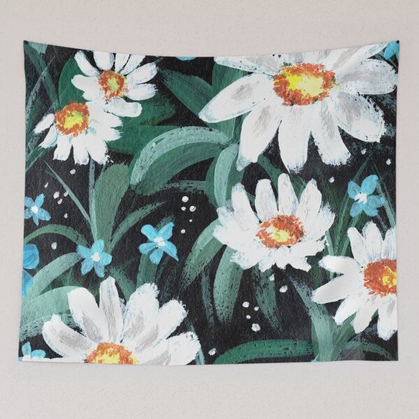 Item preview, White daisy hand painted floral art designed and sold by pinkyfish1010.