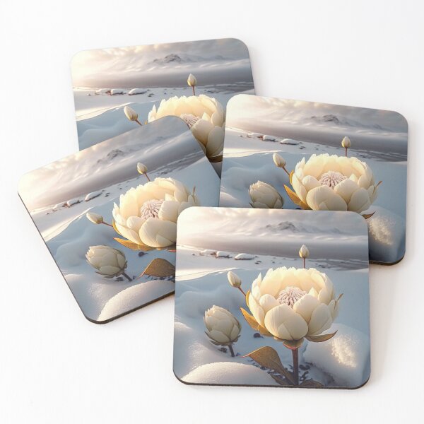 Item preview, white coloured lotus flowers sprouting from the snow mountain 2 designed and sold by jetaiart.