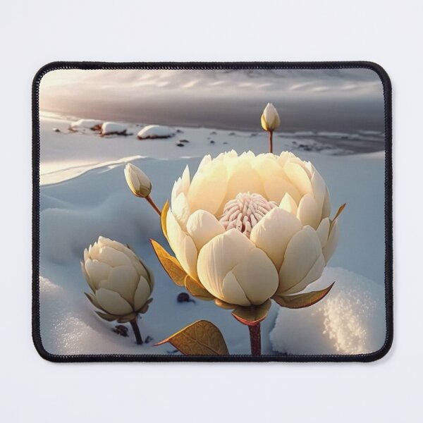 Item preview, white coloured lotus flowers sprouting from the snow mountain 2 designed and sold by jetaiart.