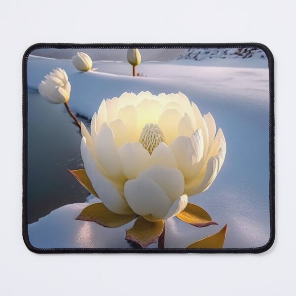 Item preview, white coloured lotus flowers sprouting from the snow mountain 3 designed and sold by jetaiart.