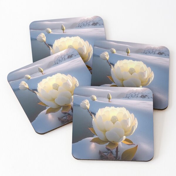 Item preview, white coloured lotus flowers sprouting from the snow mountain 3 designed and sold by jetaiart.