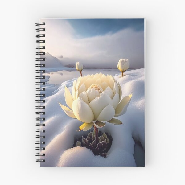Item preview, white coloured lotus flowers sprouting from the snow mountain 4 designed and sold by jetaiart.