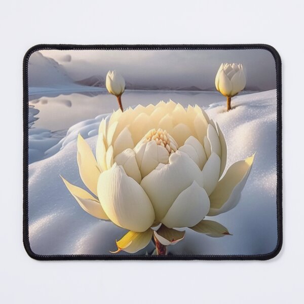 Item preview, white coloured lotus flowers sprouting from the snow mountain 4 designed and sold by jetaiart.
