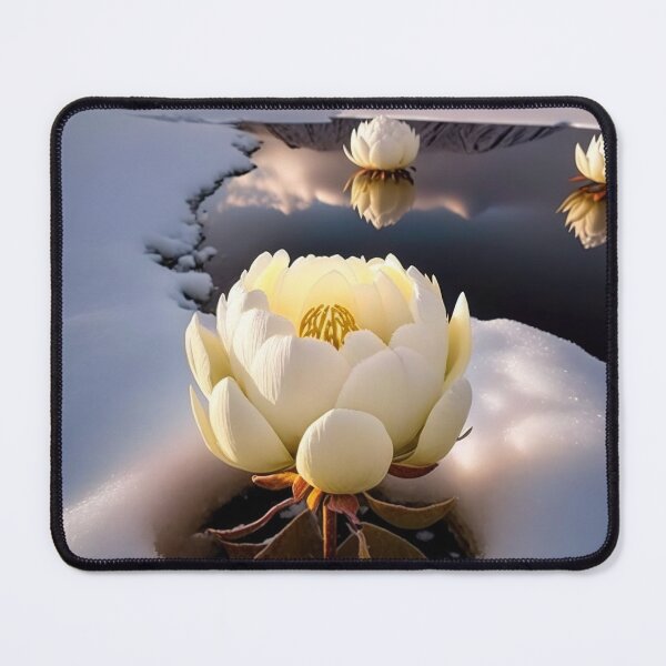 Item preview, white coloured lotus flowers sprouting from the snow mountain 5 designed and sold by jetaiart.