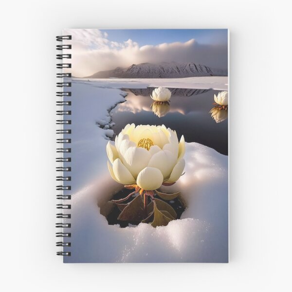 Item preview, white coloured lotus flowers sprouting from the snow mountain 5 designed and sold by jetaiart.