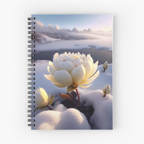 Item preview, white coloured lotus flowers sprouting from the snow mountain 6 designed and sold by jetaiart.