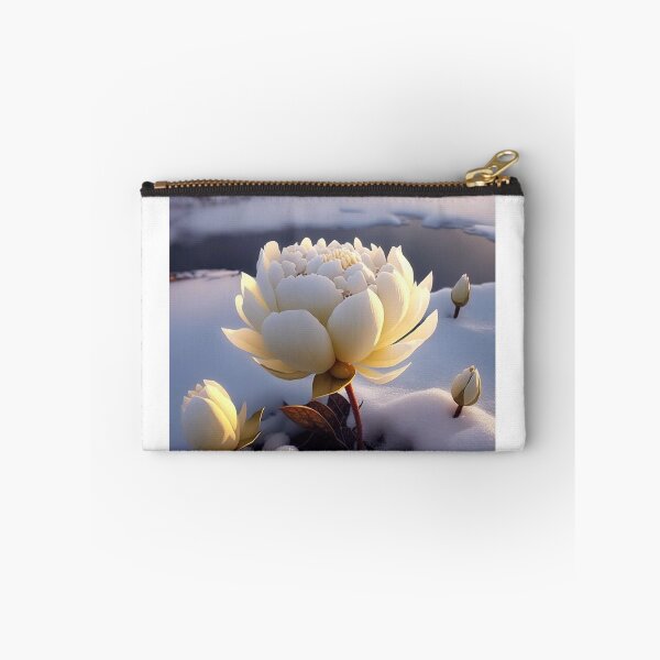 Item preview, white coloured lotus flowers sprouting from the snow mountain 6 designed and sold by jetaiart.