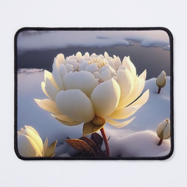 Item preview, white coloured lotus flowers sprouting from the snow mountain 6 designed and sold by jetaiart.