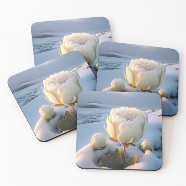Item preview, white coloured lotus flowers sprouting from the snow mountain 7 designed and sold by jetaiart.
