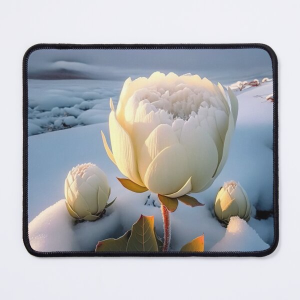 Item preview, white coloured lotus flowers sprouting from the snow mountain 7 designed and sold by jetaiart.