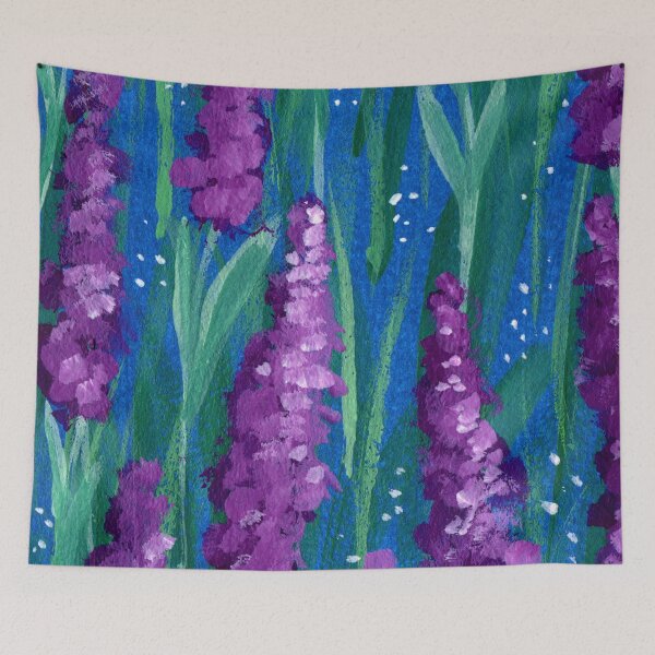 Item preview, Purple lavender hand painted gouche floral designed and sold by pinkyfish1010.