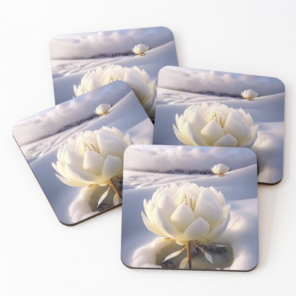 Item preview, white coloured lotus flowers sprouting from the snow mountain 9 designed and sold by jetaiart.