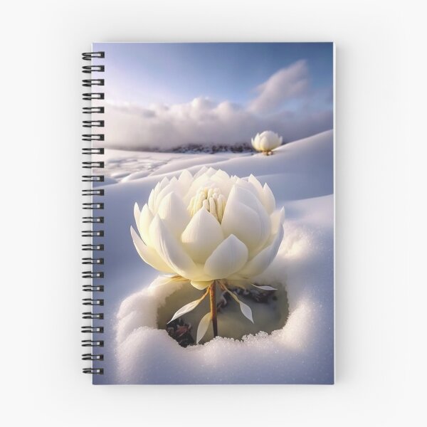 Item preview, white coloured lotus flowers sprouting from the snow mountain 9 designed and sold by jetaiart.