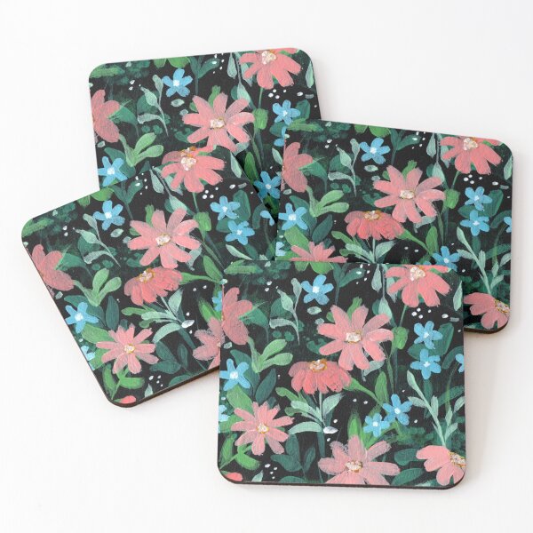 Item preview, Pink daisy field gouche floral art designed and sold by pinkyfish1010.