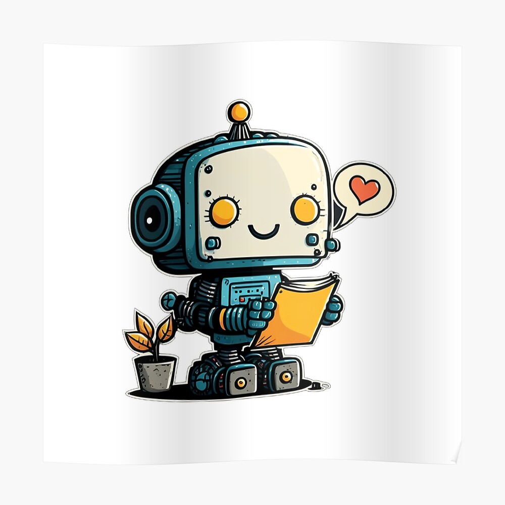 lava Rummet Mekaniker Adorable Tech-Inspired Design Funny Simple Color Kawaii 2D Art Nice  Character - Little Cute Robot With Plant and Letter" Sticker for Sale by  Robotkovo | Redbubble