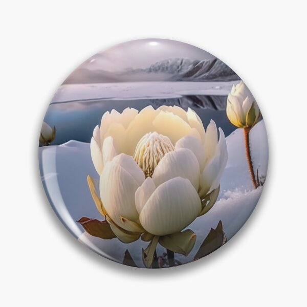 Item preview, white coloured lotus flowers sprouting from the snow mountain 10 designed and sold by jetaiart.