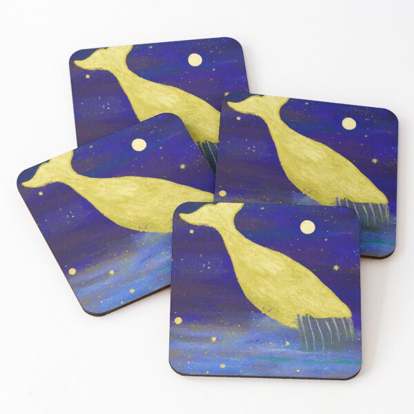 Item preview, Abstract whale in night sky - golden stars designed and sold by Faeblehoarder.