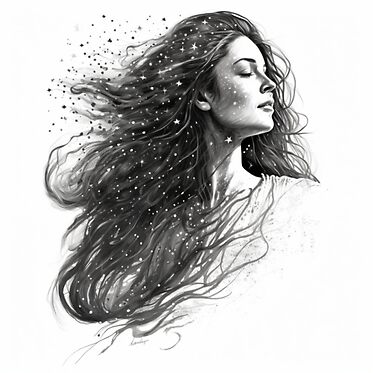 Sketch of Lady with Hairs in stars
