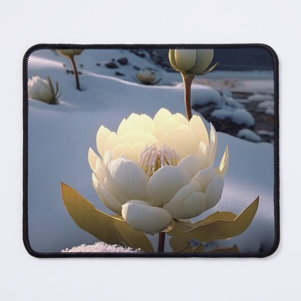 Item preview, white coloured lotus flowers sprouting from the snow mountain 11 designed and sold by jetaiart.