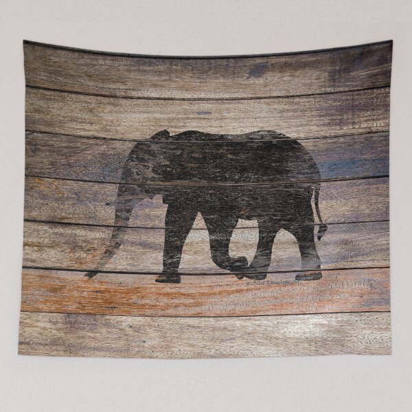 Item preview, Rustic Elephant Animal Silhouette on Wood A215 designed and sold by byNicol.