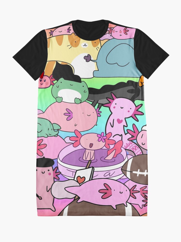 Alternate view of Colorful Axolotl Collage Graphic T-Shirt Dress