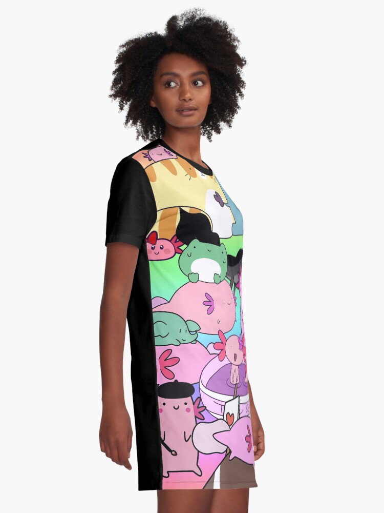 Alternate view of Colorful Axolotl Collage Graphic T-Shirt Dress