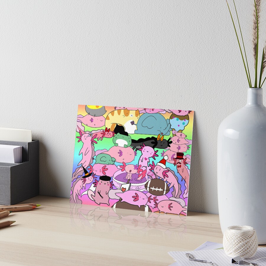 Colorful Axolotl Collage Art Board Print