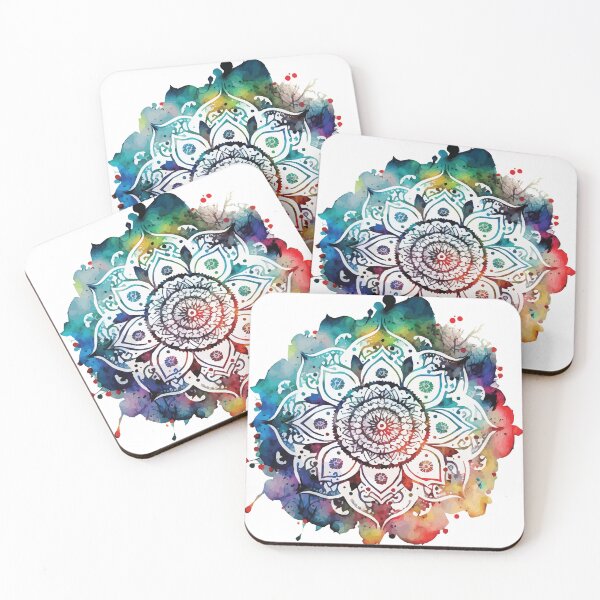 Item preview, A Stencil Boho Mandala with Watercolor Background - Sacred Space Mandalas Collection designed and sold by GVRDesign.