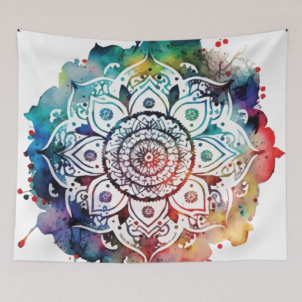 Item preview, A Stencil Boho Mandala with Watercolor Background - Sacred Space Mandalas Collection designed and sold by GVRDesign.