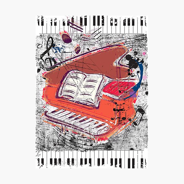 Scratched Piano Photographic Print