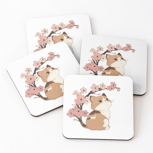 Item preview, Cute kawaii cat with cherry blossom designed and sold by Narukuku.