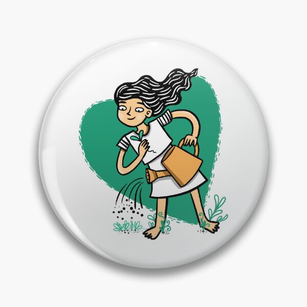Item preview, Green love Gardening girl with a watering can designed and sold by cheekyfoxart.