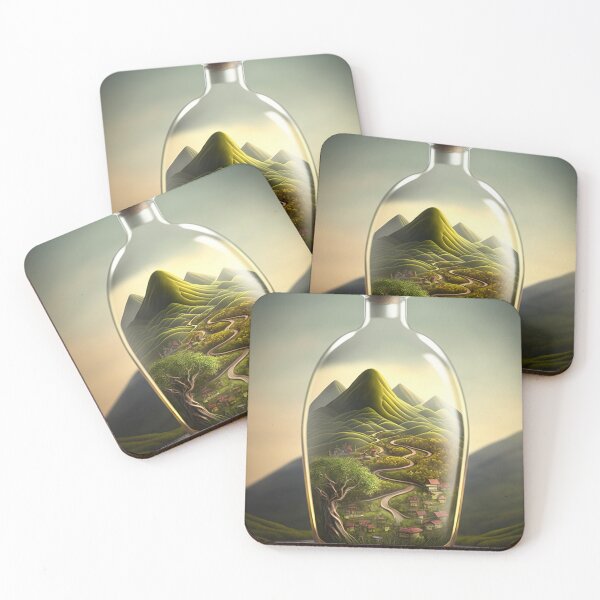 Item preview, Country landscape, mountains, roads, artwork in a glass bottle 1 designed and sold by jetaiart.