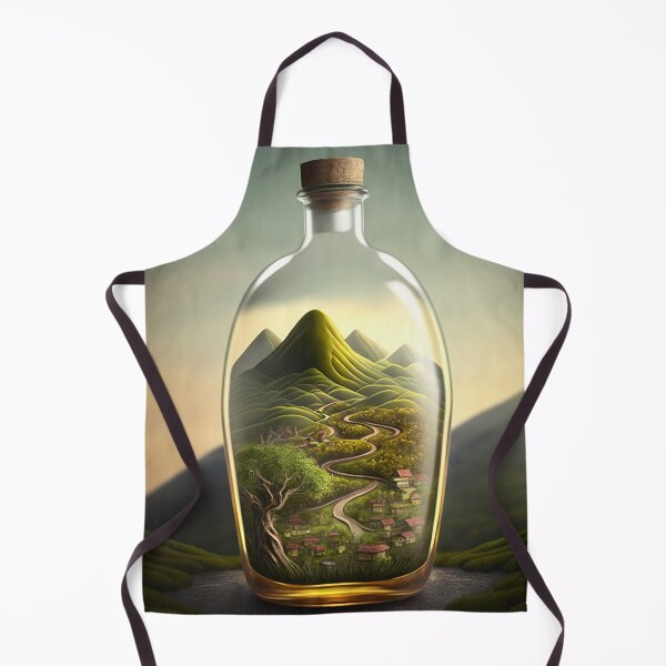 Item preview, Country landscape, mountains, roads, artwork in a glass bottle 1 designed and sold by jetaiart.