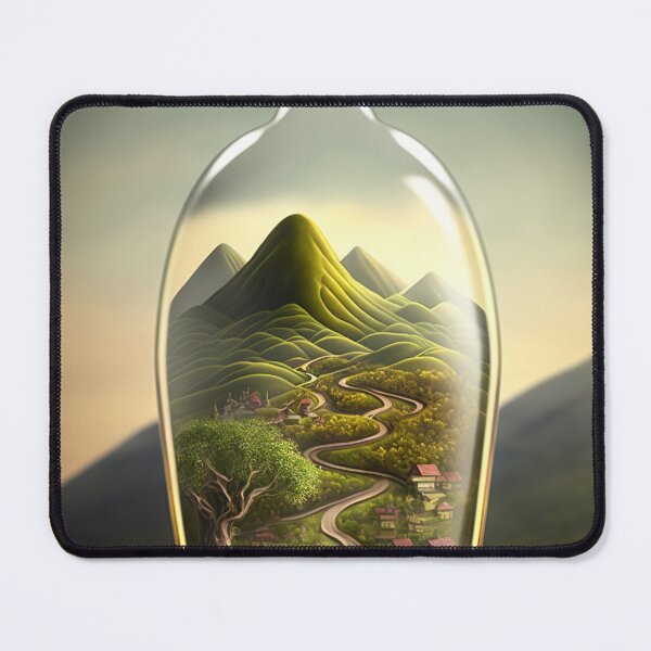 Item preview, Country landscape, mountains, roads, artwork in a glass bottle 1 designed and sold by jetaiart.