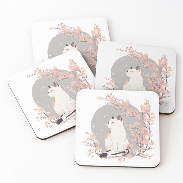 Item preview, Cute kawaii cat with cherry blossom designed and sold by Narukuku.