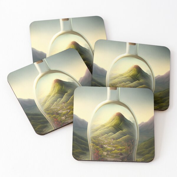 Item preview, Country landscape, mountains, roads, artwork in a glass bottle 2 designed and sold by jetaiart.