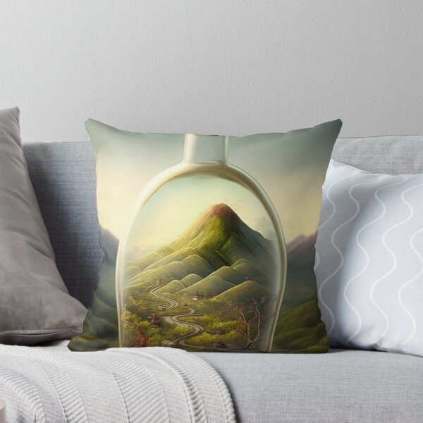 Item preview, Country landscape, mountains, roads, artwork in a glass bottle 2 designed and sold by jetaiart.