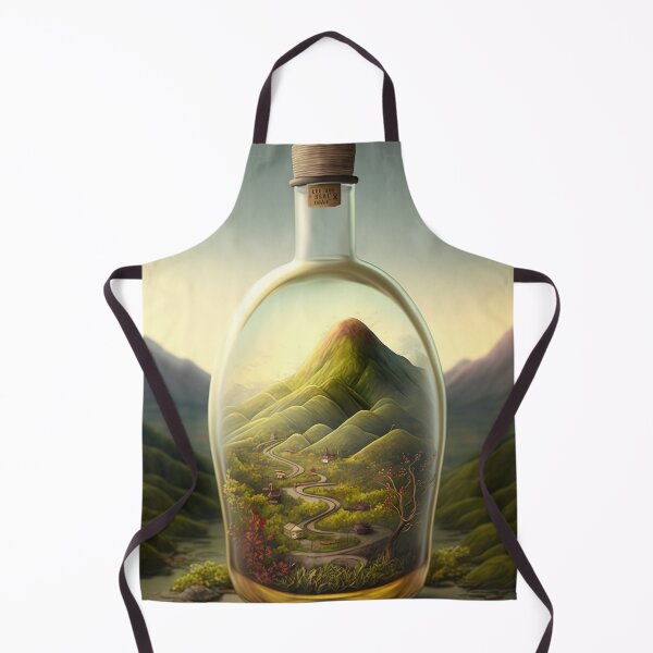 Item preview, Country landscape, mountains, roads, artwork in a glass bottle 2 designed and sold by jetaiart.
