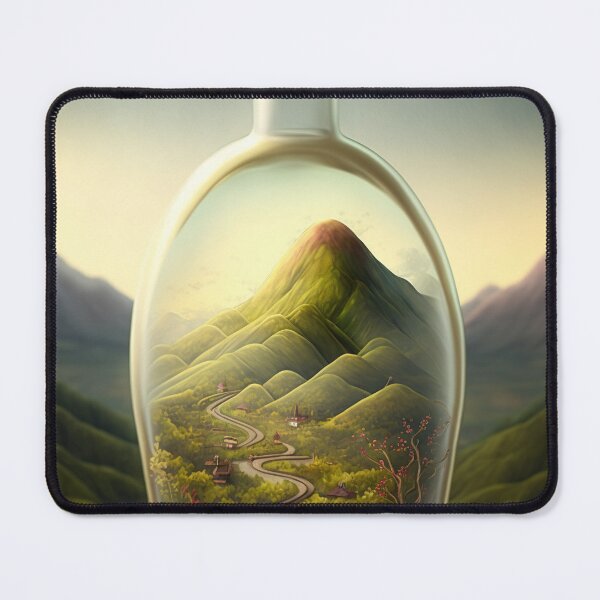 Item preview, Country landscape, mountains, roads, artwork in a glass bottle 2 designed and sold by jetaiart.