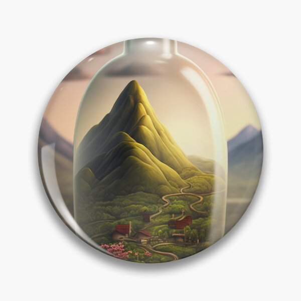 Item preview, Country landscape, mountains, roads, artwork in a glass bottle 3 designed and sold by jetaiart.