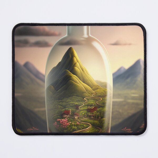 Item preview, Country landscape, mountains, roads, artwork in a glass bottle 3 designed and sold by jetaiart.