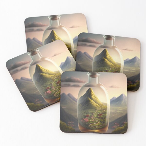 Item preview, Country landscape, mountains, roads, artwork in a glass bottle 3 designed and sold by jetaiart.