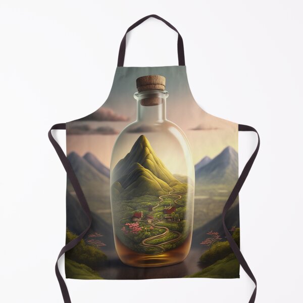Item preview, Country landscape, mountains, roads, artwork in a glass bottle 3 designed and sold by jetaiart.