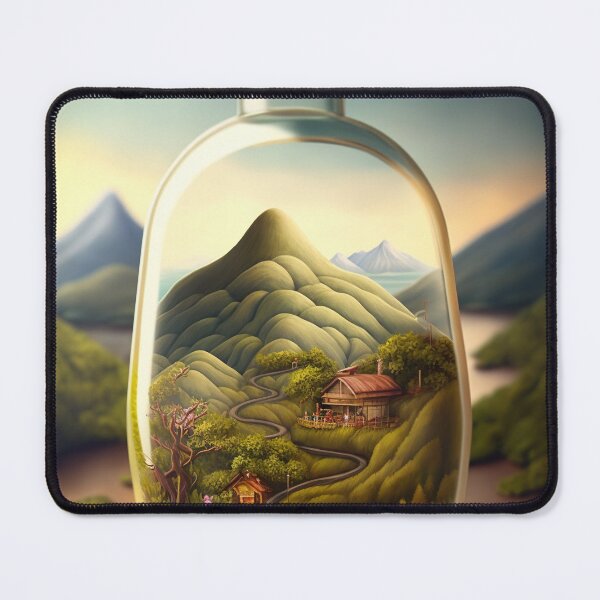 Item preview, Country landscape, mountains, roads, artwork in a glass bottle 4 designed and sold by jetaiart.