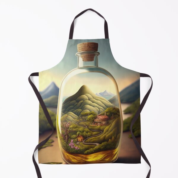 Item preview, Country landscape, mountains, roads, artwork in a glass bottle 4 designed and sold by jetaiart.